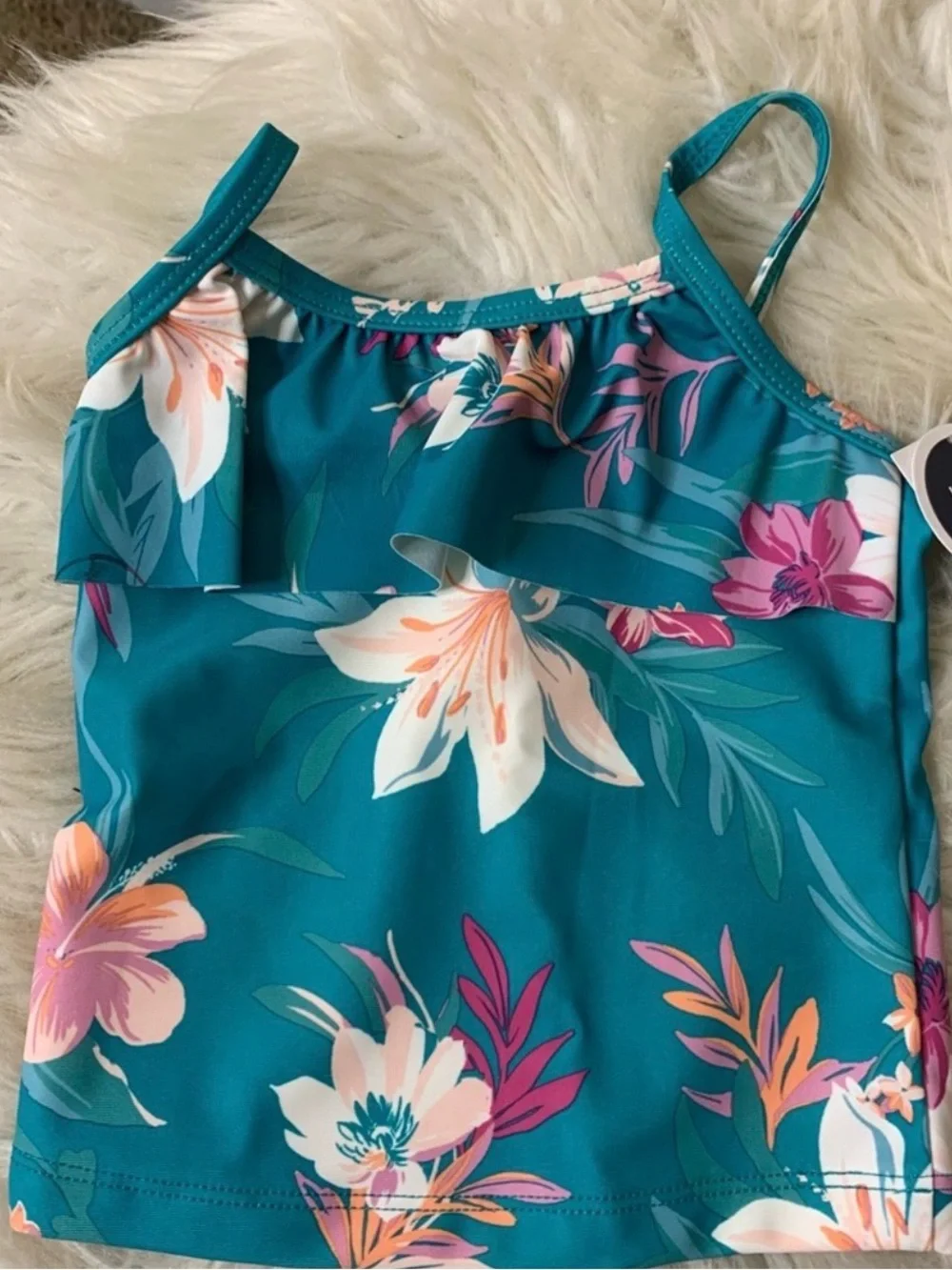 OshKosh B'gosh Teal Floral Tankini Set with Pink & White Accents Size 12M